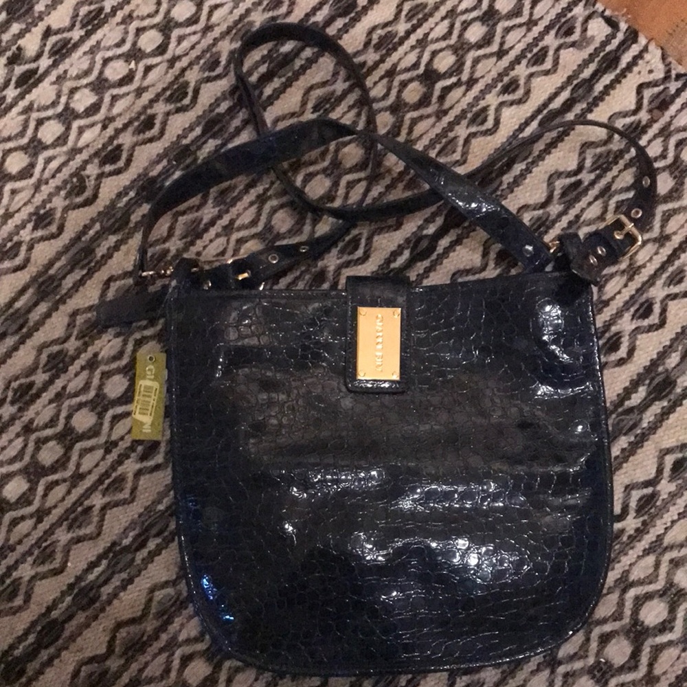 NWT Gianni Bini Navy Patent Croc-Embossed Crossbody & Shoulder Bag Your Choice